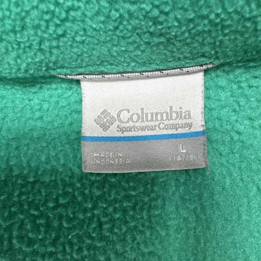 Columbia‎ Jacket Girls Large 14-16 Green Fleece Preppy School Full Zip Gorpcore